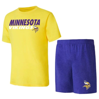 Concepts Sport Men's  Purple, Gold Minnesota Vikings Meter T-shirt And Shorts Sleep Set In Purple,gold