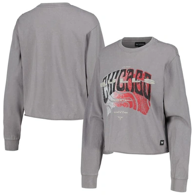 The Wild Collective Grey Chicago Bulls Band Cropped Long Sleeve T-shirt
