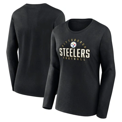 Fanatics Branded Black Pittsburgh Steelers Plus Size Foiled Play Long Sleeve T-shirt