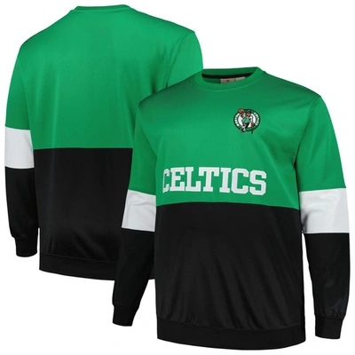 Fanatics Men's  Kelly Green, Black Boston Celtics Big And Tall Split Pullover Sweatshirt In Kelly Green,black
