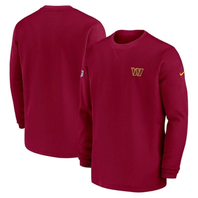 Nike Burgundy Washington Commanders 2023 Sideline Throwback Heavy Brushed Waffle Long Sleeve Top