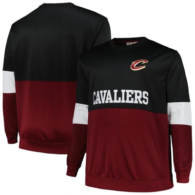 Fanatics Branded Black/wine Cleveland Cavaliers Big & Tall Split Pullover Sweatshirt