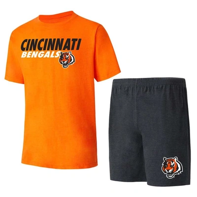 Concepts Sport Men's  Black, Orange Cincinnati Bengals Meter T-shirt And Shorts Sleep Set In Black,orange