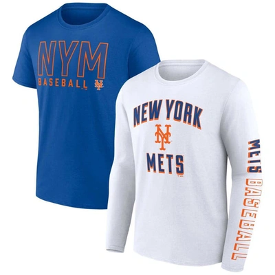Fanatics Branded Royal/white New York Mets Two-pack Combo T-shirt Set In Royal,white