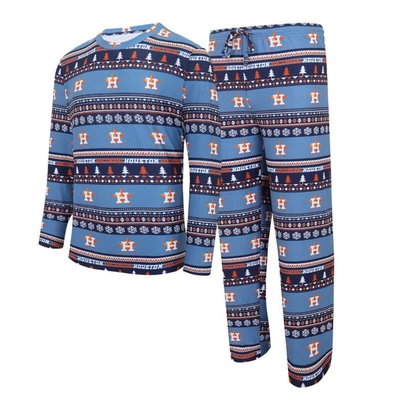 Concepts Sport Men's  Navy Houston Astros Knit Ugly Sweater Long Sleeve Top And Pants Set