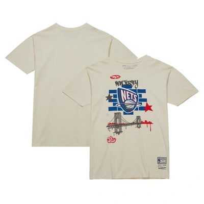 Mitchell & Ness Men's  X Tats Cru Cream New Jersey Nets Hardwood Classics City T-shirt