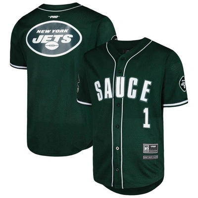 Pro Standard Ahmad Sauce Gardner Green New York Jets Mesh Baseball Button-up T-shirt