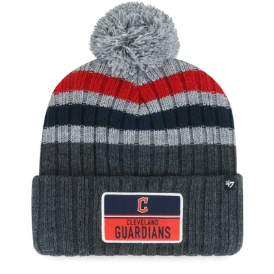 47 ' Gray Cleveland Guardians Stack Cuffed Knit Hat With Pom