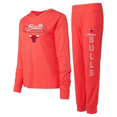 Concepts Sport Women's  Red Chicago Bulls Meter Pullover Hoodie And Pants Set