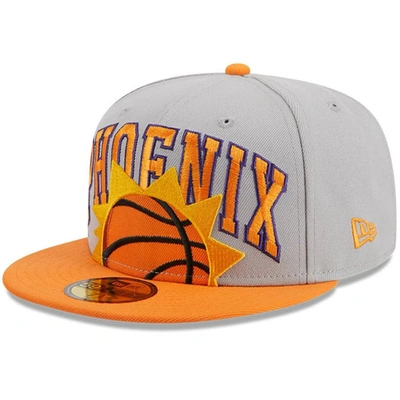 New Era Men's  Gray, Orange Phoenix Suns Tip-off Two-tone 59fifty Fitted Hat In Gray,orange