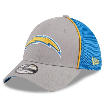 New Era Gray Los Angeles Chargers  Pipe 39thirty Flex Hat