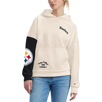 Tommy Hilfiger Women's  Cream, Black Pittsburgh Steelers Harriet Pullover Hoodie In Cream,black