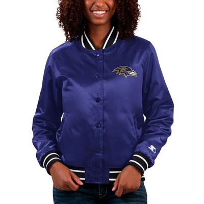 Starter Purple Baltimore Ravens Full Count Satin Full-snap Varsity Jacket