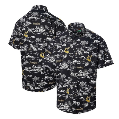 Reyn Spooner Black Pittsburgh Steelers Throwback Kekai Print Button-up Shirt