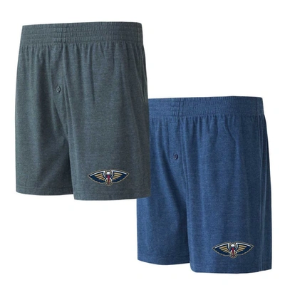 Concepts Sport Navy/charcoal New Orleans Pelicans Two-pack Jersey-knit Boxer Set