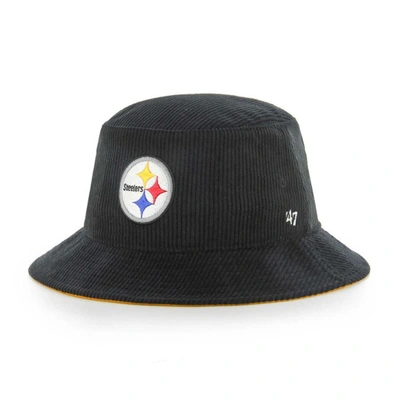 47 ' Black Pittsburgh Steelers Thick Cord Bucket Hat