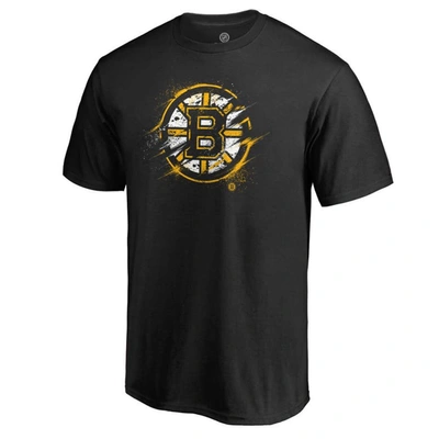 Fanatics Branded Black Boston Bruins Splatter Logo T-shirt