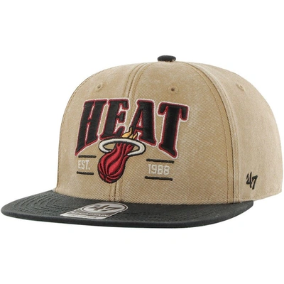 47 ' Khaki/black Miami Heat Chilmark Captain Snapback Hat
