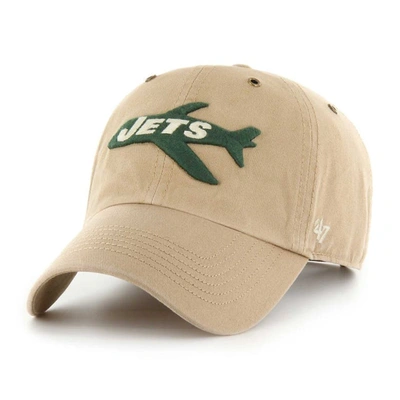 47 ' Khaki New York Jets Overton Clean Up Adjustable Hat