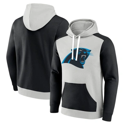 Fanatics Men's  Silver, Black Carolina Panthers Big And Tall Team Fleece Pullover Hoodie In Silver,black
