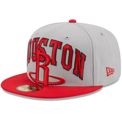 New Era Men's  Gray, Red Houston Rockets Tip-off Two-tone 59fifty Fitted Hat In Gray,red