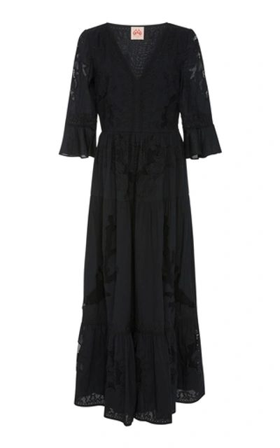 Le Sirenuse Positano Bella Embroidered Maxi Dress In Black