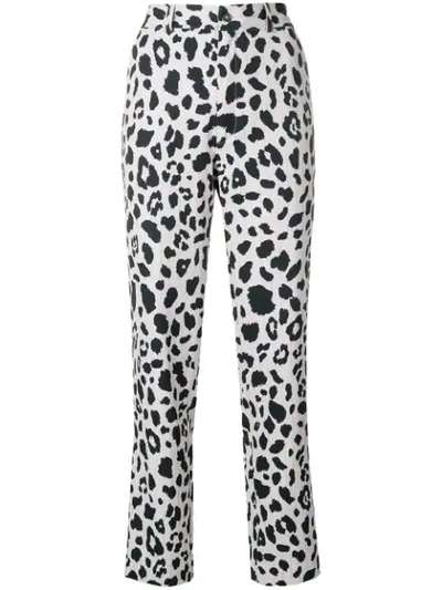Koché Leopard Print Straight Trousers In Grey