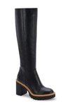 Dolce Vita Corry H2o Waterproof Lug Sole Knee High Boot In Onyx Leather H2o