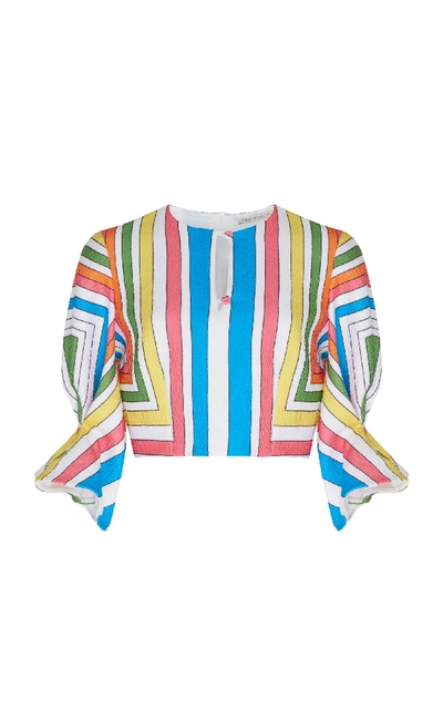 Emilia Wickstead Severine Cropped Striped Poplin Blouse In Print