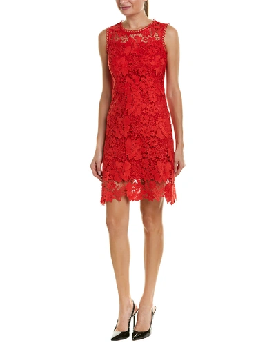 T Tahari Jolie Sleeveless Lace Dress In Red