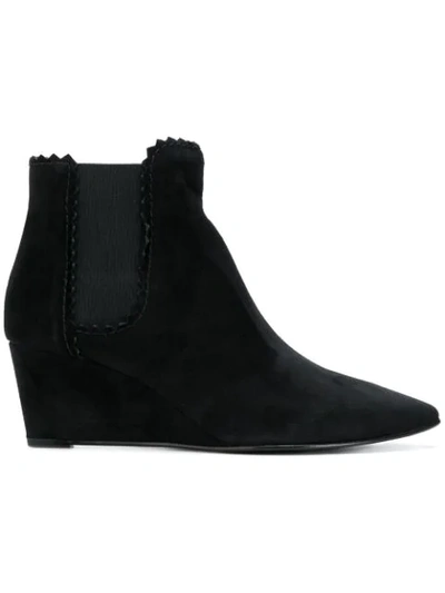 Pedro Garcia Ona Pinking Wedge Booties In Black