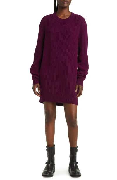 Rag & Bone Pierce Ribbed Cashmere Jumper Dress In Plum