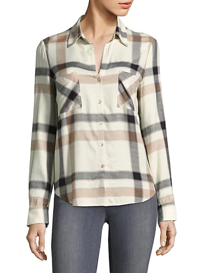 L Agence Plaid Long-sleeve Button-down Shirt In Blonde Multi