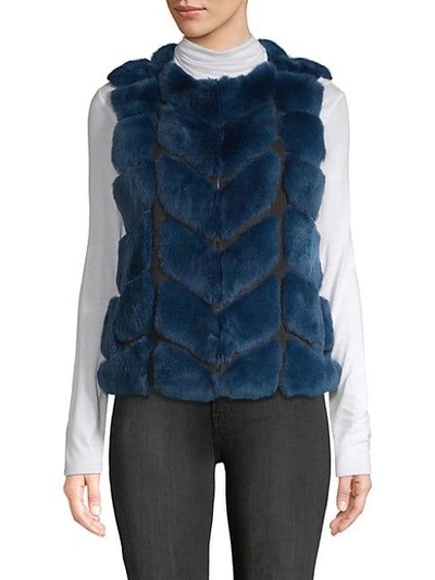 Belle Fare Dyed Rabbit & Raccoon Fur Vest In Cobalt Blue