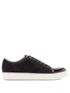 Lanvin - Low Top Suede And Patent Leather Trainers - Mens - Navy