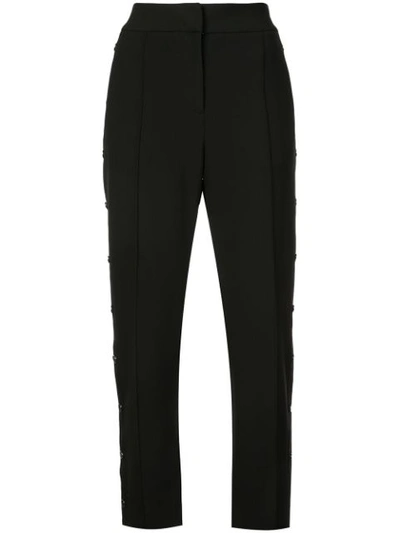 Veronica Beard Irving Straight-leg Snap High-waist Pants In Black