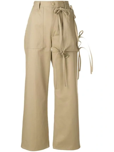 Mm6 Maison Margiela Utility-pocket Cotton Chino Trousers In Neutrals