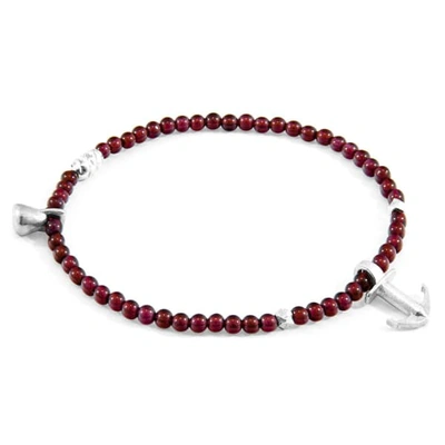 Anchor & Crew Red Garnet Tropic Silver & Stone Bracelet