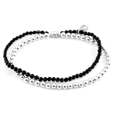 Anchor & Crew Black Spinel Harmony Silver & Stone Bracelet