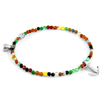 Anchor & Crew Multicoloured Agate Tropic Silver & Stone Bracelet