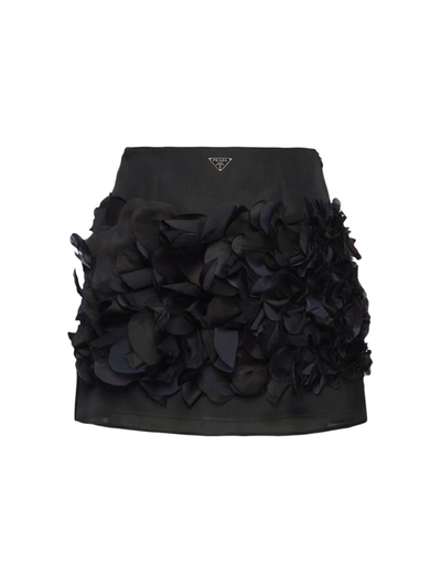 Prada Embroidered Gazar Miniskirt In Black