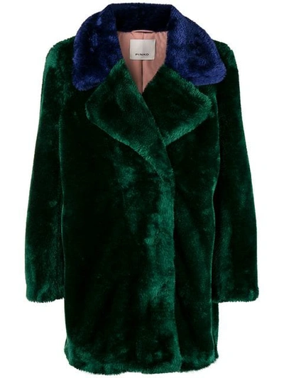 Pinko Faux Fur Coat In Green
