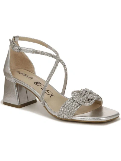 Lifestride Captivate Strappy Sandals In Silver Faux Leather