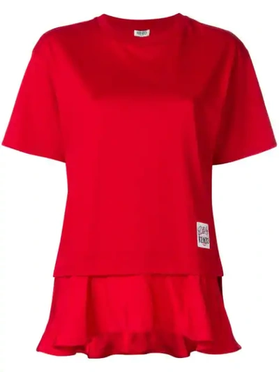Kenzo Ruffled Hem T-shirt - Red