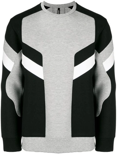 Neil Barrett Modernist Sweatshirt In Smoke Mel+blk+o.white (grey)