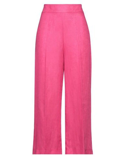 Clips Woman Pants Fuchsia Size 4 Linen In Pink