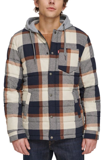 Levi's® Quilted Plaid Hooded Shacket In Skater Plaid
