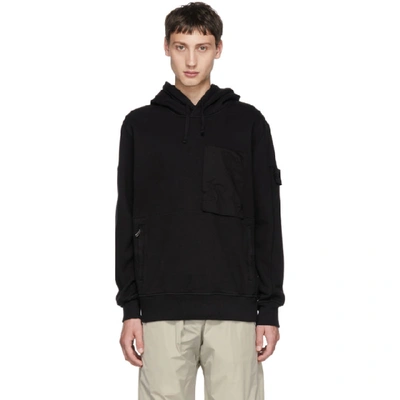 Stone Island Shadow Project Front Pocket Long Sleeve Cotton Hoodie In Black