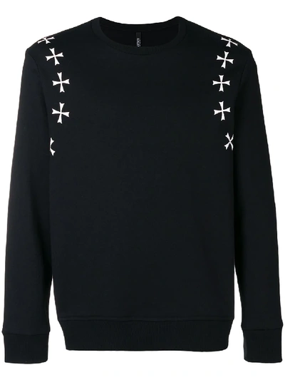 Neil Barrett Military Cross Detail Sweatshirt In Black