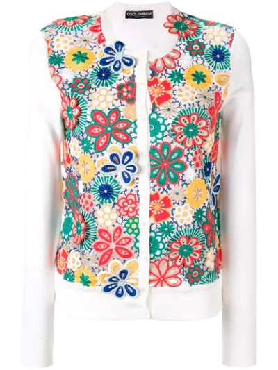 Dolce & Gabbana Floral Crochet Cardigan - White